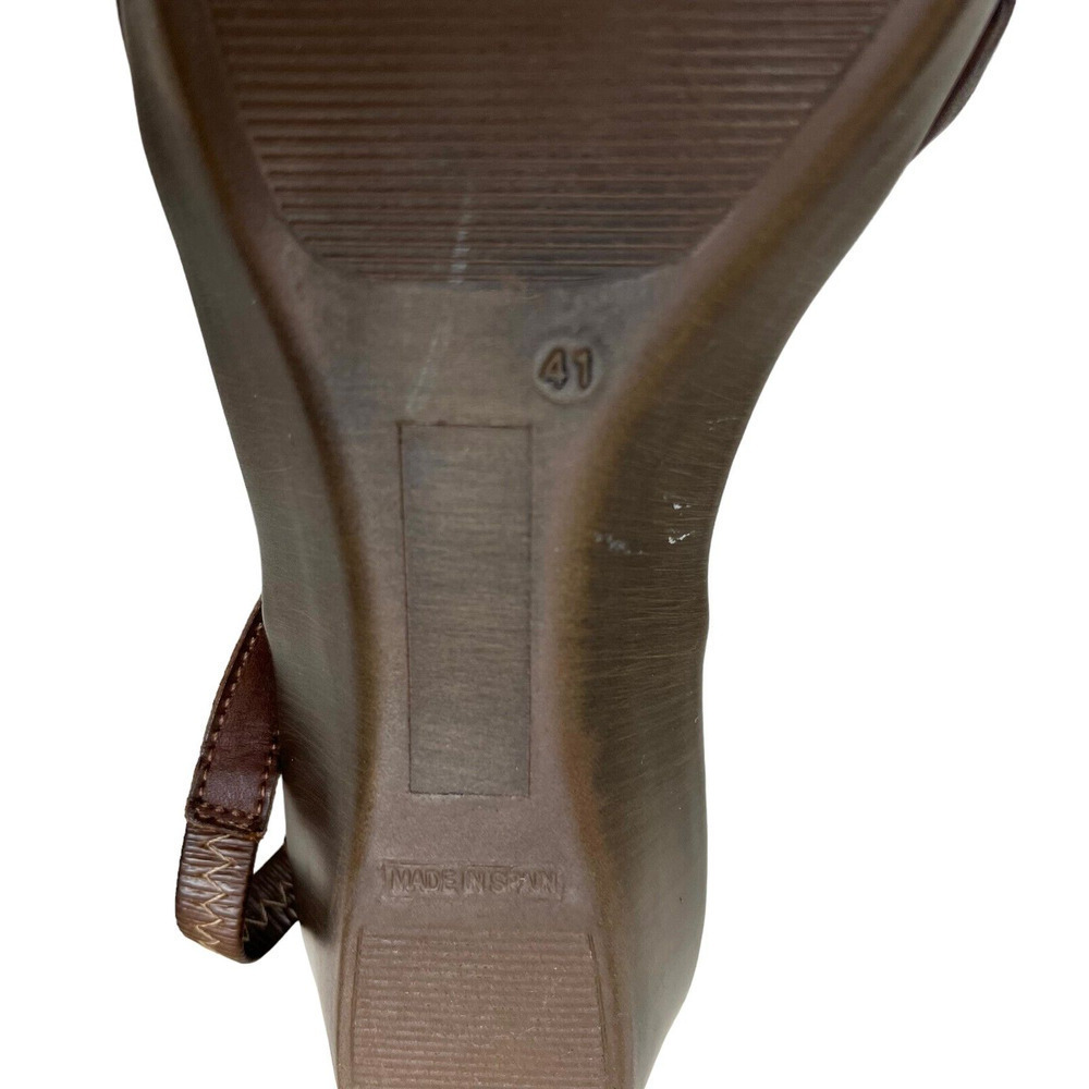 Paula Urban Sandal Brown Leather Strappy Slingback Low Wedge‎ Women Size EUR 41 - Picture 7 of 8